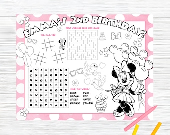 Minnie Mouse Personalized Activity Placemat - Customized Birthday Placemat