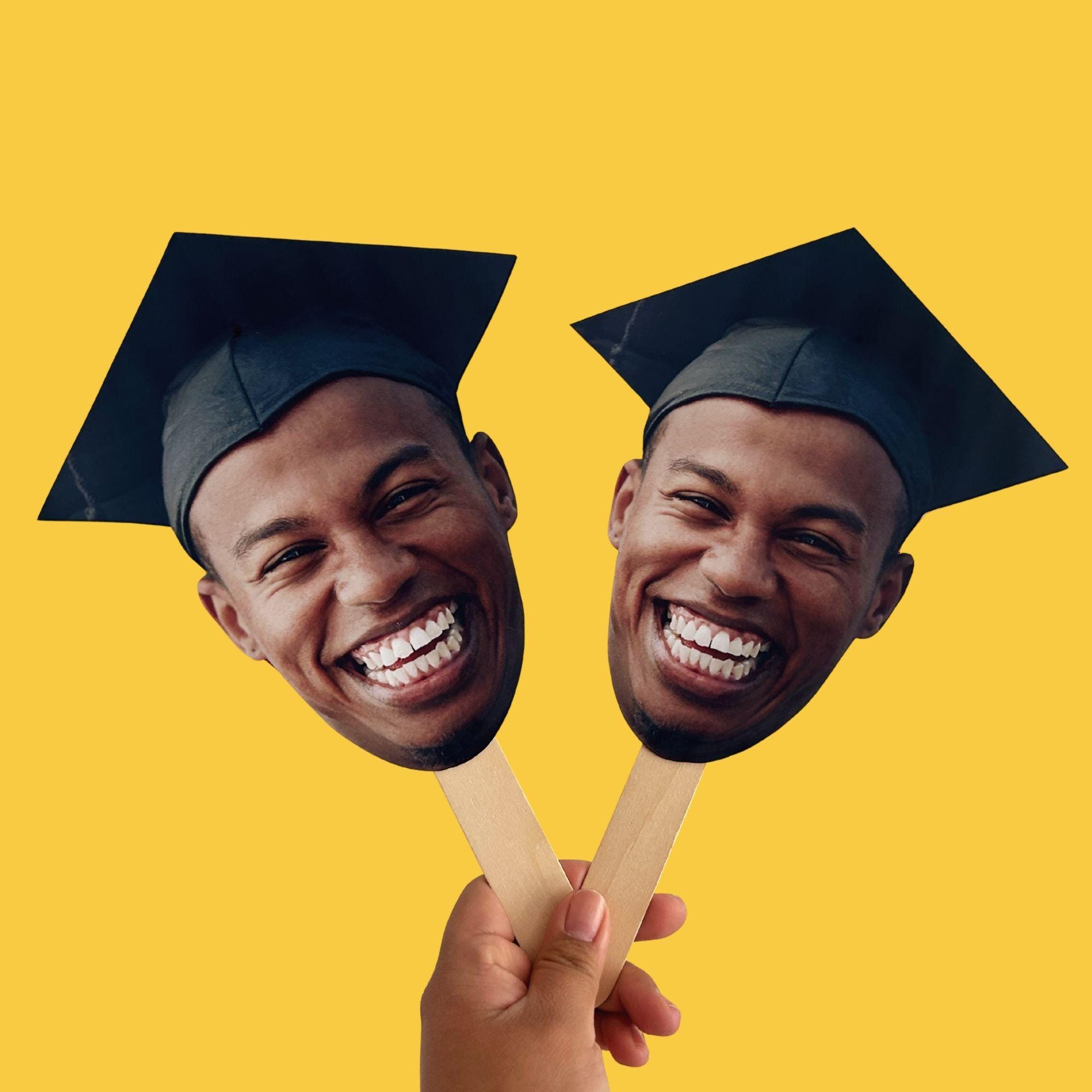 Grad Face Sticks Graduation 2026 Big Head on a Stick, Class of 2026 Face Fan, Custom ...