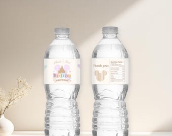 Happiest Birthday On Earth Water Bottle Labels - Editable -  Instant Download - Vintage Disneyland Themed Birthday - Customized - 007
