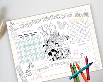 Personalized Activity Placemat - Happiest Birthday on Earth - Customized - Instant Download - 007