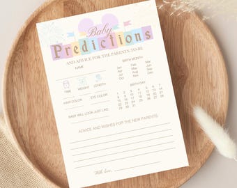 Baby Predictions and Advice Game Card - Happiest Baby Shower on Earth - Vintage Disneyland - Paster Colors - Baby Shower Printables - 002