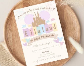 Happiest Birthday on Earth Invitation - Vintage Disneyland Birthday -  personalized - Printable  - Mickey - Minnie - 007
