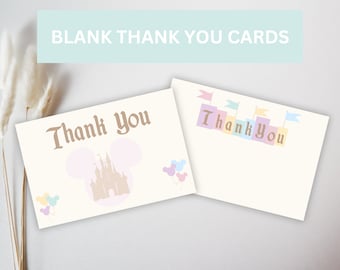 Tarjeta de agradecimiento para el baby shower más feliz del mundo - Imprimible - Tarjeta de agradecimiento en blanco - Disneyland vintage - Mickey y Minnie - 002