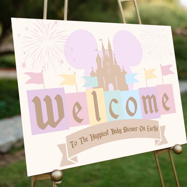 Happiest Baby Shower on Earth - Welcome Sign - Vintage Disneyland - Babyland - Instant Download - Non-editable - Ready to Print - 002
