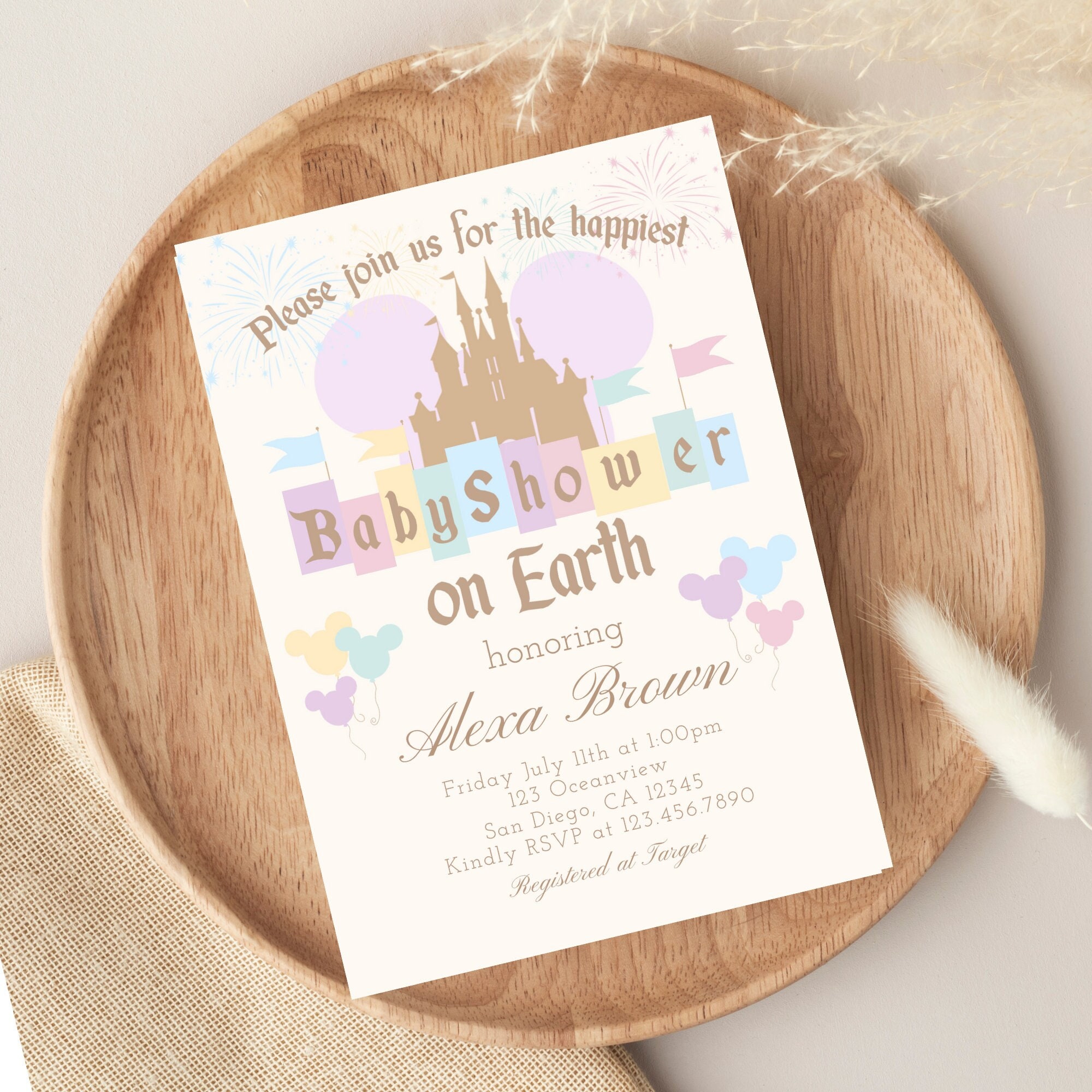 Happiest Baby Shower on Earth Invitation - Disneyland Theme - Mickey &  Minnie - Customizable - Printable - Instant Download - 002 - Etsy