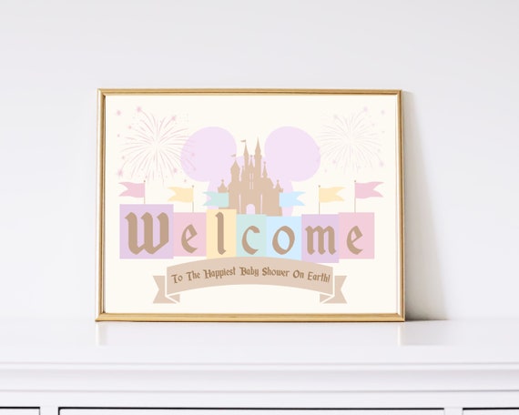 Happiest Baby Shower on Earth - Welcome Sign - Vintage Disneyland - Babyland - Instant Download - Non-editable - Ready to Print - 002