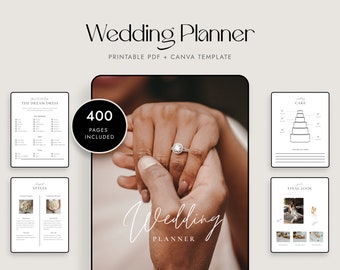 400 Page Canva Wedding Planner Template Bundle, Wedding Planner Personal, Wedding Planner Downloadable, Wedding Binder