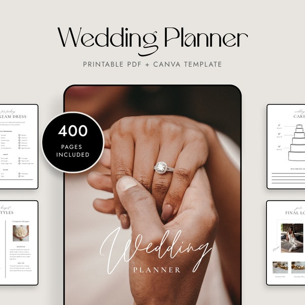 400 Page Canva Wedding Planner Template Bundle, Wedding Planner Personal, Wedding Planner Downloadable, Wedding Binder