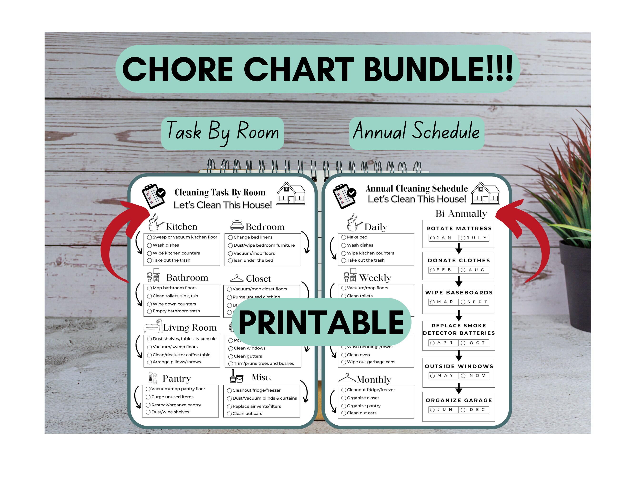 Chore Chart Printable, Cleaning Checklist, Chore Planner, Chore Planner ...