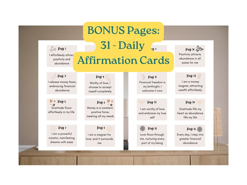 Vision Board Printable Bundle, Affirmation Cards, Vision Board, Goal ...