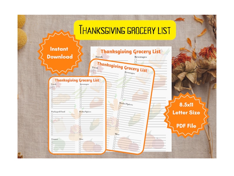 Thanksgiving Grocery List, Thanksgiving Printable, Thanksgiving ...