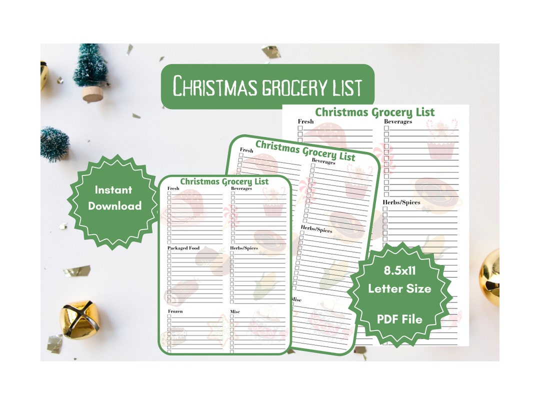 Lista de compras navideñas imprimible, planificación navideña, lista de ...