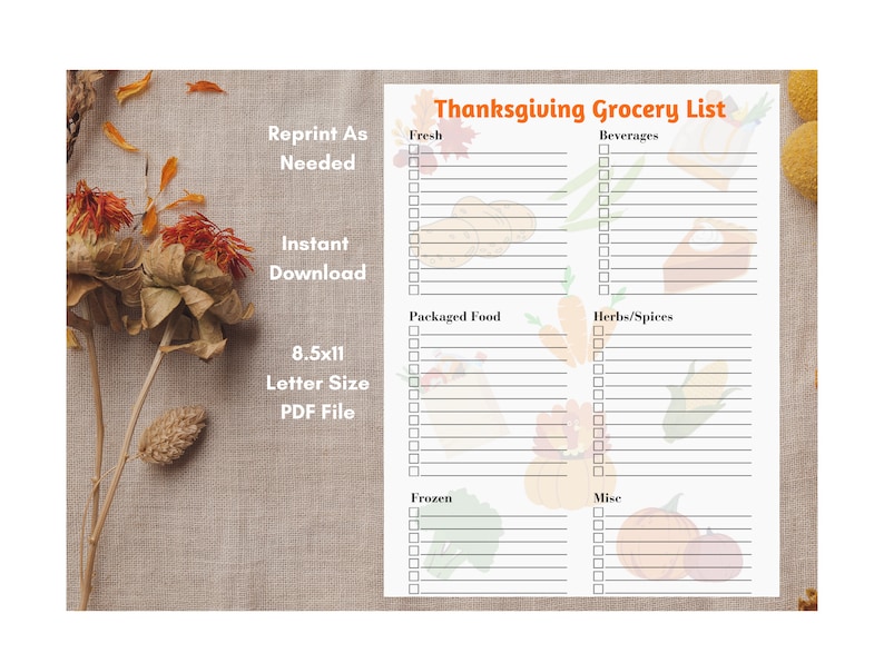 Thanksgiving Grocery List, Thanksgiving Printable, Thanksgiving ...