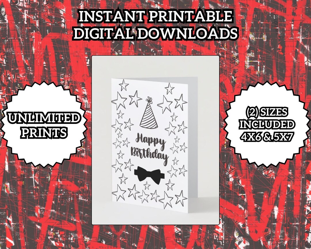 HAPPY BIRTHDAY Card Minimalist Design Instant Digital Download ...