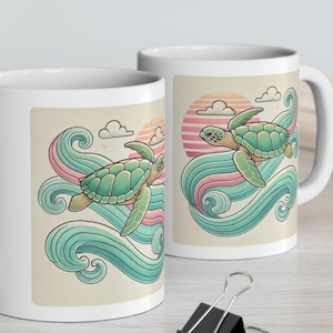 90s Style Sea Turtle Mug | Retro Ocean-Inspired Art | Drinkware for Sea Turtle Lovers | Gift for Ocean Lovers