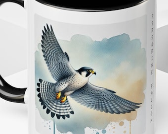Watercolor Peregrine Falcon Mug | Majestic Bird Design | Nature-Inspired Drinkware for Bird Lovers | Bird Gift | Gift for Birder