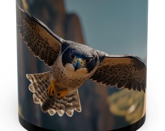 Peregrine Falcon Mug | Geometric Mid-Flight Design | Bold Vintage Aesthetic