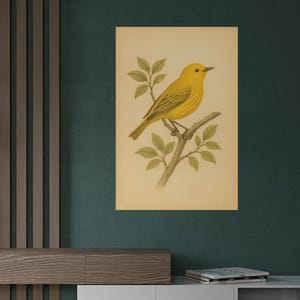 Yellow Warbler Poster | Vintage Bird Illustration | Watercolor Songbird Wall Art | Bird Poster | Warbler Lover | Home Decor | Bird Decor