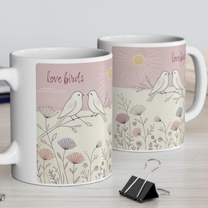 Love Bird Mug | Cute Birds in Love Mug | Nature-Inspired Drinkware | Gift for Couples | Valentines Day Gift | Wedding Gift | Bird Lover Gift