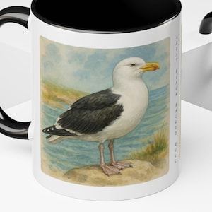 Great Black-backed Gull Mug | Watercolor Coastal Seabird Art | Ocean Bird Gift for Nature Lovers | Gift for Birder | Beach House Decor