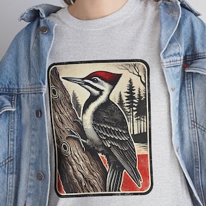 Vintage Pileated Woodpecker Shirt | Classic Bird Design | Nature-Inspired Apparel for Bird Lovers | Bird Shirt | Gift for Birder