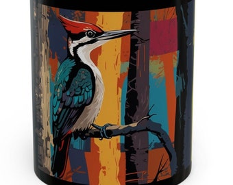 Pileated Woodpecker Mug, Woodpecker Lover, bird lover gift, bird lover, Bird watching gift, gift for bird watching, Pop art, woodpecker art