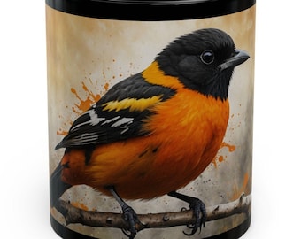 Oriole Mug, Baltimore Oriole mug, oriole lover, bird lover gift, bird lover, watercolor mug, oriole on branch in watercolor style