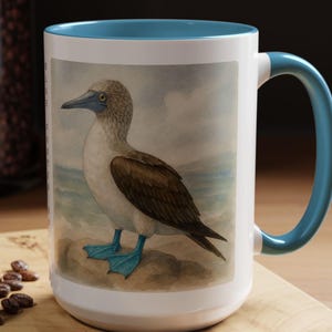 Blue-footed Booby Mug | Realistic Watercolor Bird Art | Coastal Wildlife Gift for Bird Lovers | Gift for Birder | Unique Bird Gift