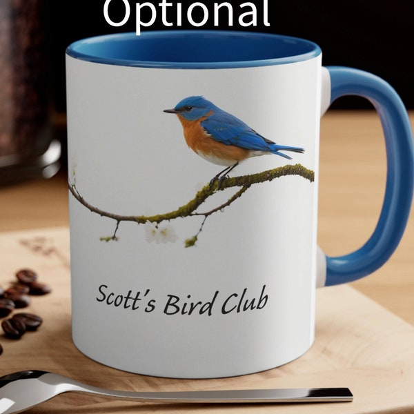 Custom Bird Mug, Personalized Bird Gift, Bird Watcher Mug, Bird Lover Mug, Name Bird Mug, Spring Bird Mug, Blue Bird Mug, Bird Coffee Cup