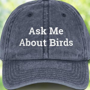 Ask Me About Birds Hat | Embroidered Birdwatching Hat | Bird Nerd Gift | Bird Lover Dad Hat | Nature Enthusiast Cap | Birder Hat