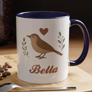 Personalized Bird Mug | Custom Cottagecore Bird Illustration | Personalized Gift for Nature and Bird Lovers | Gift for Birder | Gift for Her