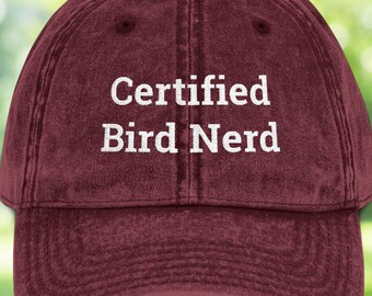 Certified Bird Nerd Hat | Embroidered Birdwatching Cap | Funny Birder Gift for Nature Lovers | Bird Hat | Gift for Birder