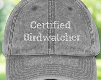 Embroidered Certified Birdwatcher Hat | Birding Cap | Vintage-Style Hat for Bird Lovers | Nature Lover Gift | Birding Gift | Gift for Birder
