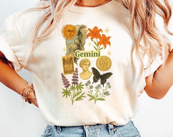 Gemini Zodiac Shirt | Astrology Star Sign Tee | Mystical Horoscope T-Shirt | Unique Gemini Design