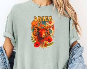 Aries Zodiac Shirt | Astrology Graphic Tee | Ram Constellation T-Shirt for Horoscope Lovers | Shirt with Zodiac Sign | Aries Energy