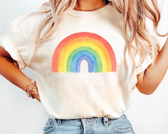 Retro Rainbow Shirt | Bold Minimalist Tee | Colorful Groovy Design | Rainbow Arch | Simple Rainbow Shirt
