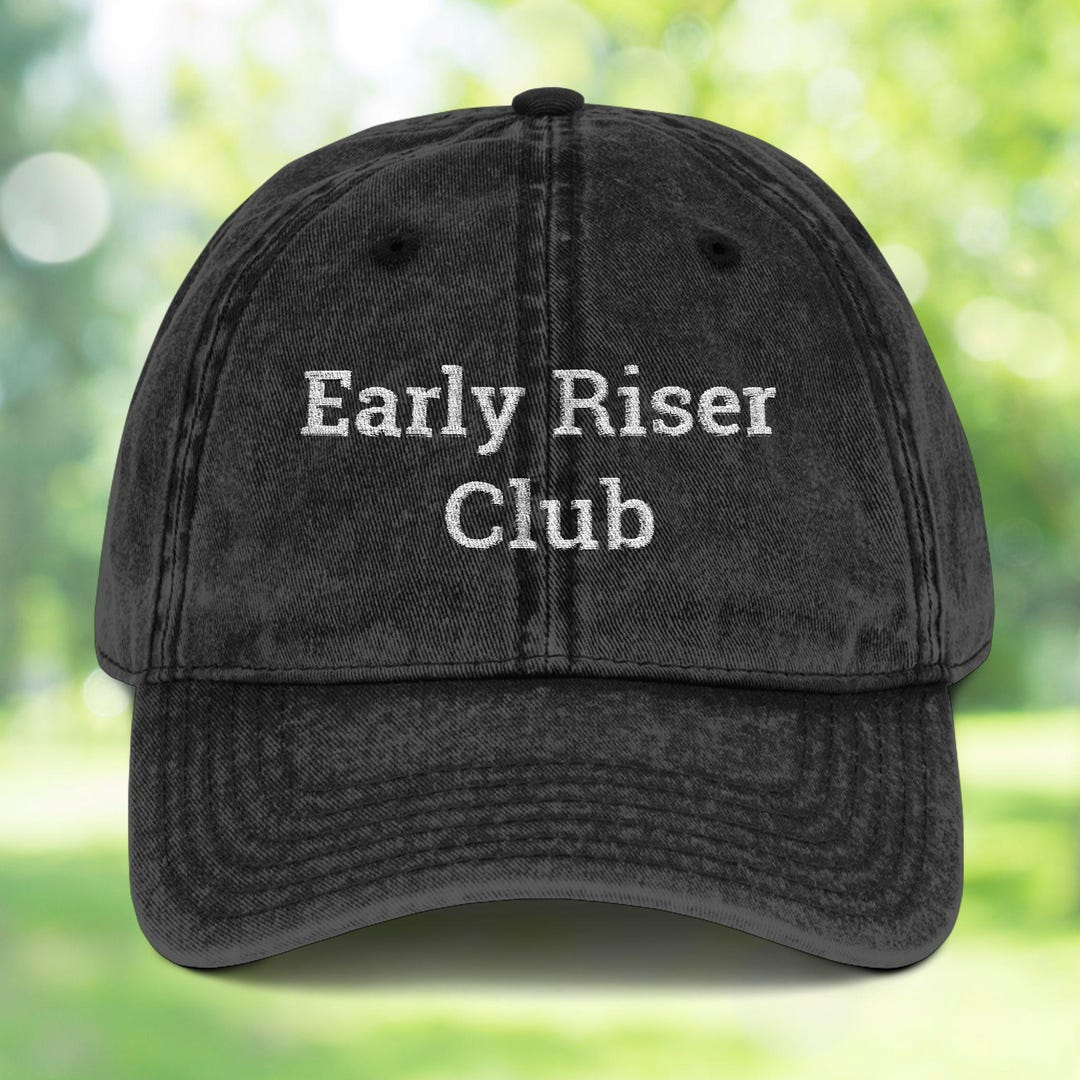 Early Riser Club Embroidered Hat | Vintage-style Morning Person Cap ...