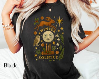 Winter Solstice T-Shirt | Mystical Moon & Rabbit Tee | Pagan Yule Celebration Top