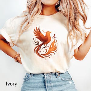 Fiery Phoenix Shirt | Bold Flame Bird Design | Elemental Firebird Graphic Tee for Nature and Fantasy Lovers | Phoenix Gift