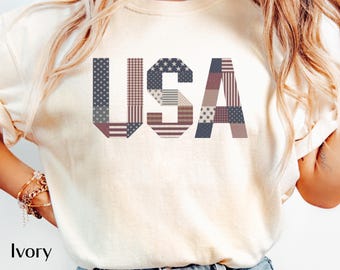 Vintage USA Patchwork Shirt | Distressed American Flag Tee | Rustic 4th of July Comfort Colors Shirt for Patriotic Celebrations
