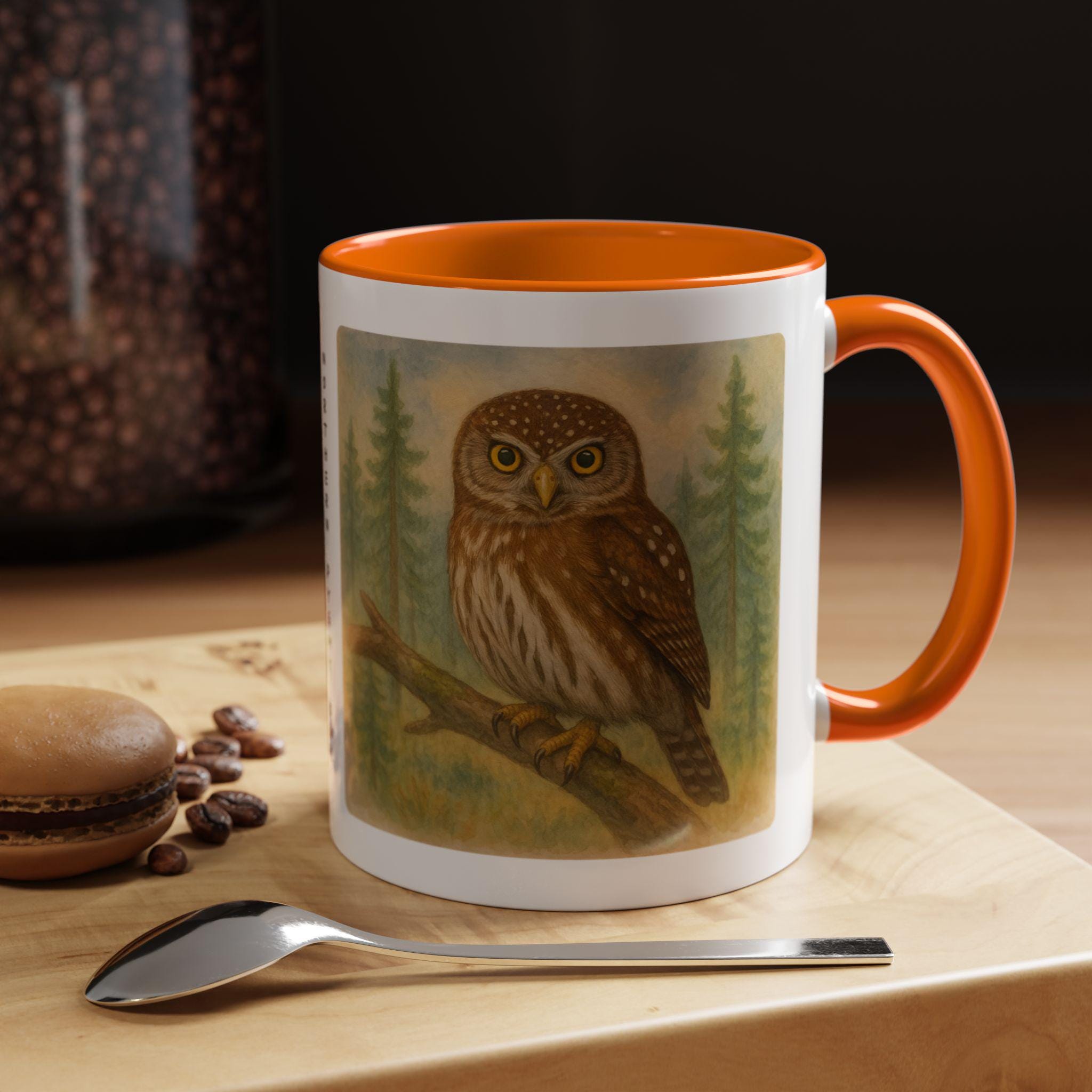Northern Pygmy Owl Mug | Watercolor Forest Owl Art | Cute Birdwatcher Gift for Owl Lovers | Gift for