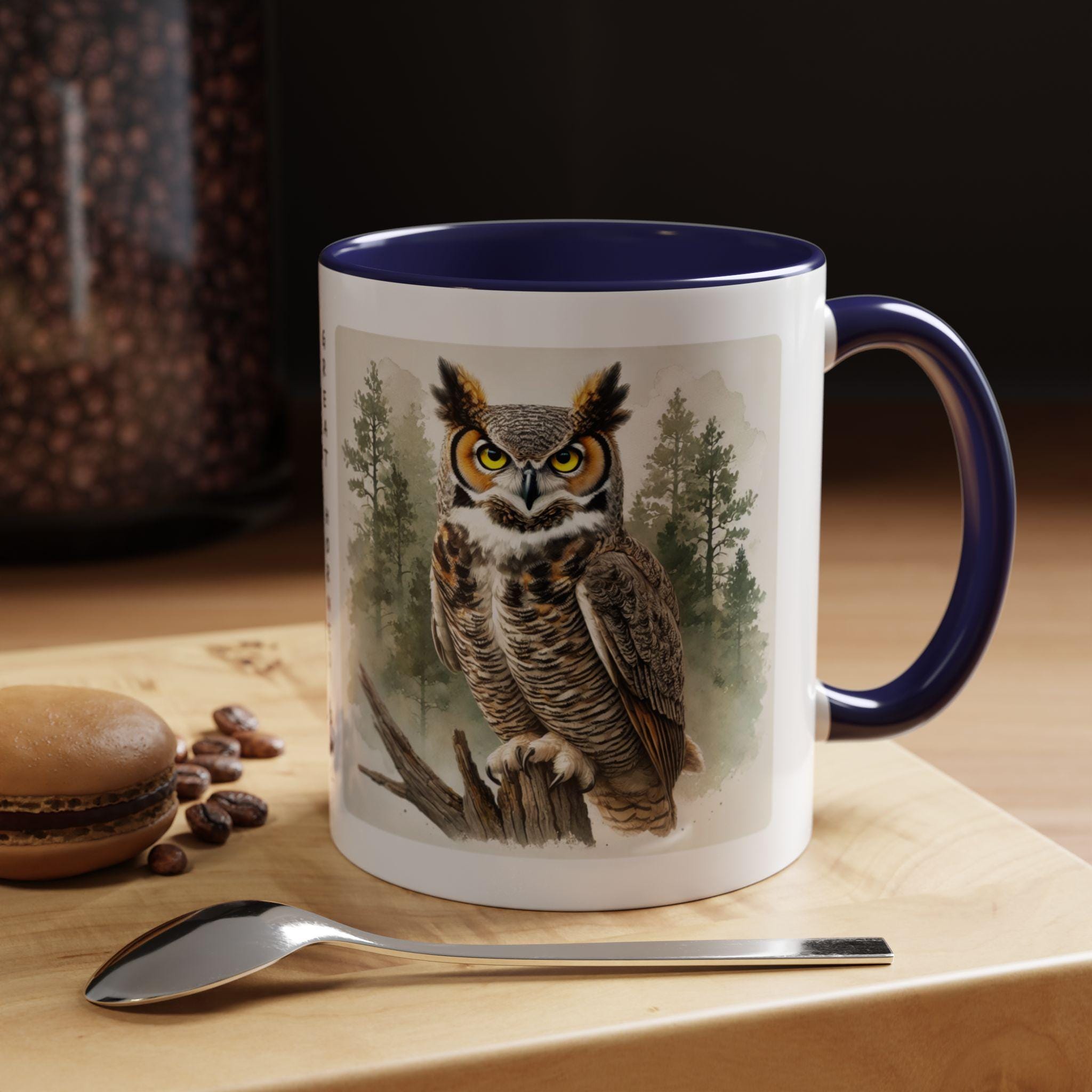 Great Horned Owl Mug | Watercolor Bird Illustration | Forest-Inspired Design for Owl Lovers | Owl Lo
