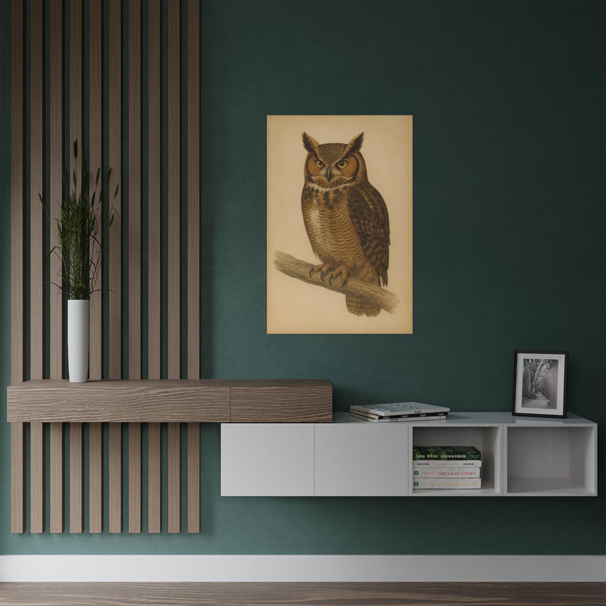 Great Horned Owl Art Print | Vintage Watercolor Bird Illustration ...
