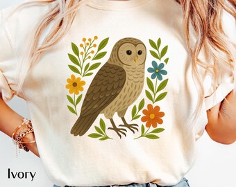 Barred Owl Shirt | Folk Art Bird Illustration | Whimsical Nature-Inspired Design for Bird Lovers | Owl Lover | Gift for Birder | Owl Shirt