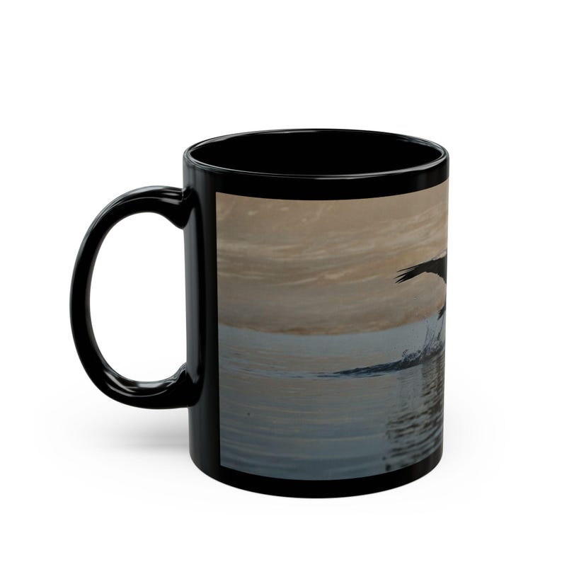 Minimalist Brown Pelican Mug Serene Ocean Inlet Art Simple Coastal