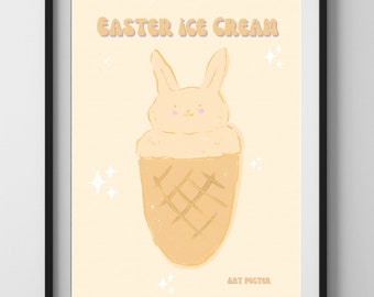 EASTER Bunny Digital Wall Art Print, Easter Poster, Cute bunny Illustration, Bunny Lover Gift, Funny Poster, Print Wall Decor, Bunny