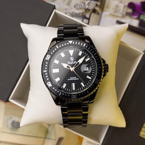 Custom mens watches - Slava Diver Rare wrist watches. black watch. gift for him. wrist watch. custom watch. diver watch. gift for men