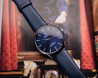 Slava Azure Classic - Rare unisex limited watches. Casual watches. Custom watch. gift for him. best man gift. minimalist classic watches.