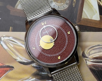 Automatic Raketa Copernicus Heritage "Red Ruby" - vintage mens watches. rare mens watches Raketa Kopernik. gift for men. Mens Moon watch