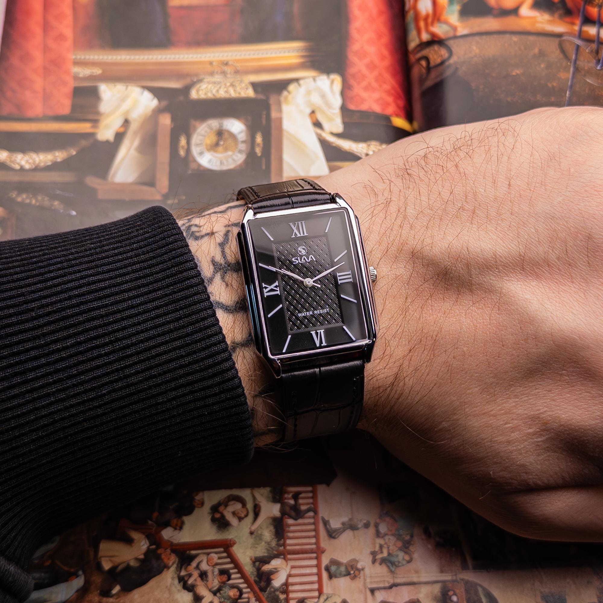 Unique Square Watch Slava Tank. Classic Tint Watch. Watch  display picture 1